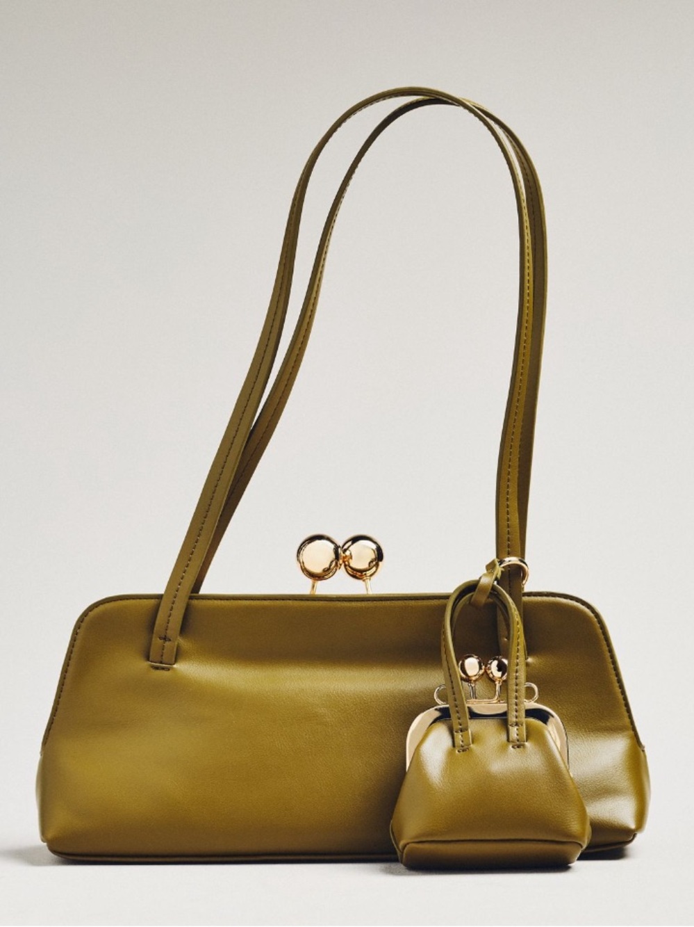 NWT Anthropologie Faux Leather Kisslock East-West Bag in Moss Green